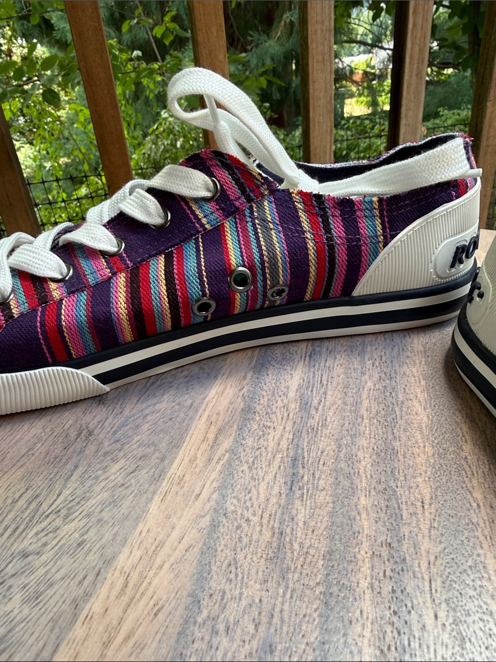Rocket Dog Women's Striped Canvas Sneakers in Purple, Pink, Teal - Picture 9 of 9